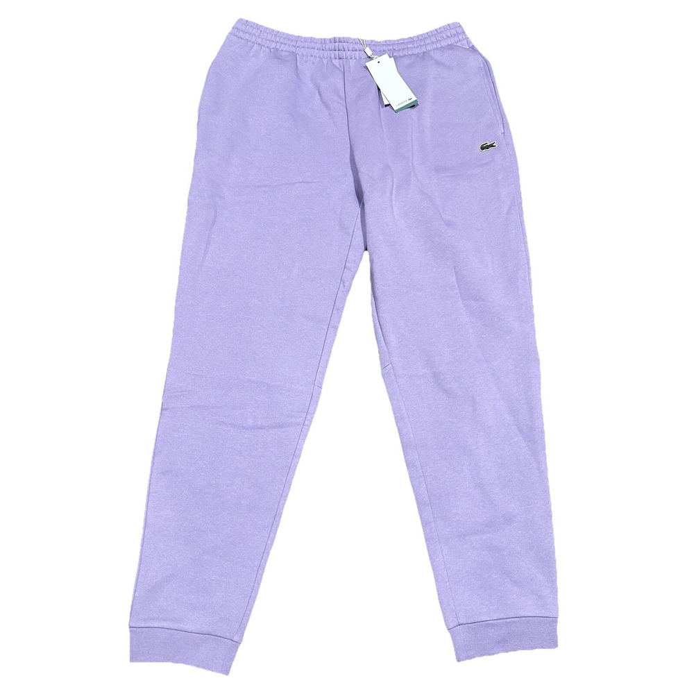 Lacoste Sweatpants Jogger Pants Solid Fleece Tapered Purple Men's Size 6 XL